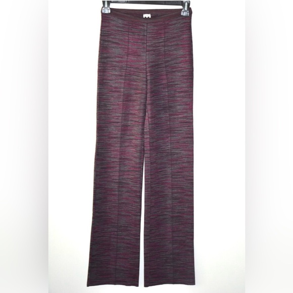 M Missoni purple gray wool blend knit straight leg high waist pants sz 40